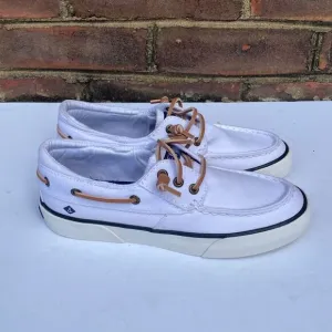 Sperry Bahama II Oxford SHIRT White Canvas Boat Shoe Size 5 NEW