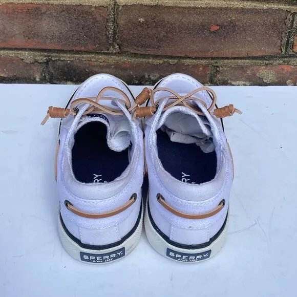 Sperry Bahama II Oxford SHIRT White Canvas Boat Shoe Size 5 NEW