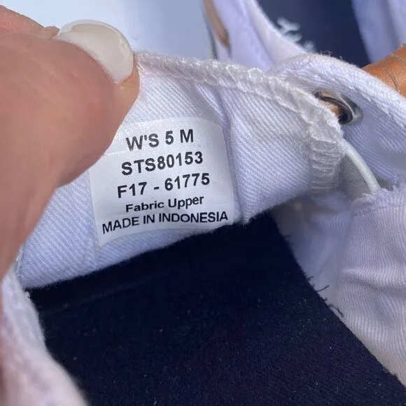 Sperry Bahama II Oxford SHIRT White Canvas Boat Shoe Size 5 NEW