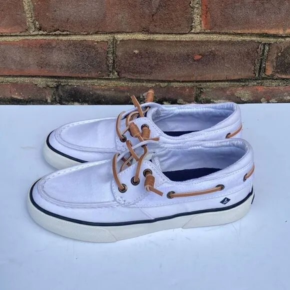 Sperry Bahama II Oxford SHIRT White Canvas Boat Shoe Size 5 NEW