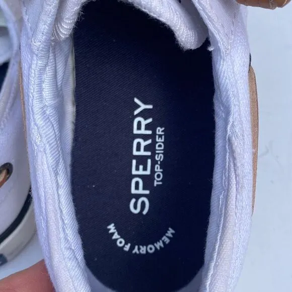 Sperry Bahama II Oxford SHIRT White Canvas Boat Shoe Size 5 NEW