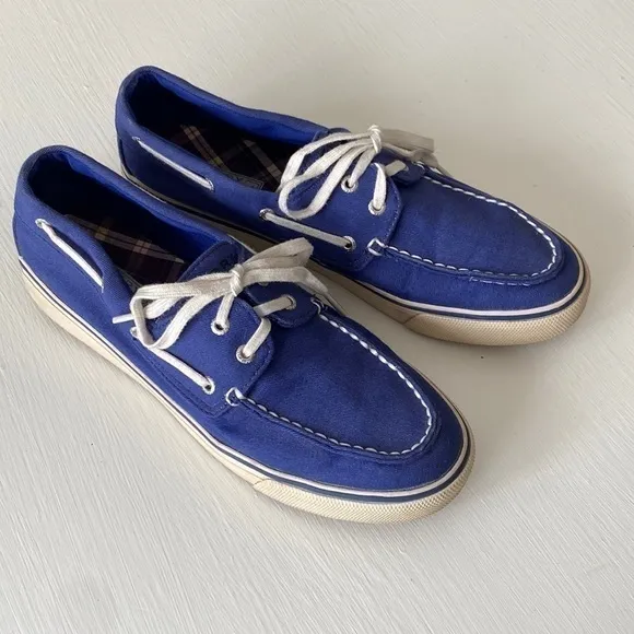 SPERRY Biscayne Cobalt Blue Top Sider Canvas Boat Shoes Summer Beach Vaca Pool