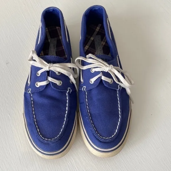 SPERRY Biscayne Cobalt Blue Top Sider Canvas Boat Shoes Summer Beach Vaca Pool