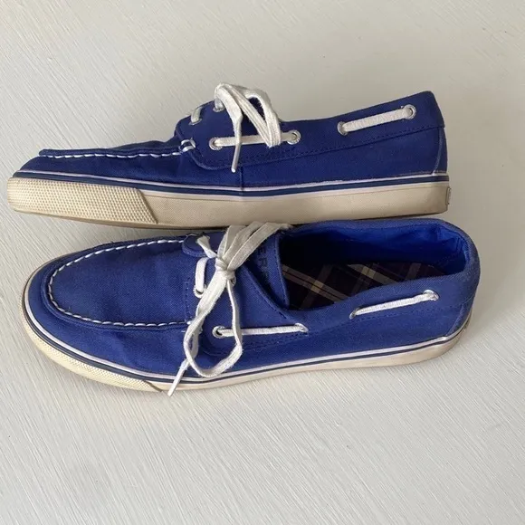 SPERRY Biscayne Cobalt Blue Top Sider Canvas Boat Shoes Summer Beach Vaca Pool