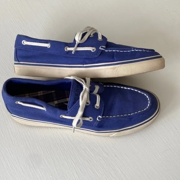 SPERRY Biscayne Cobalt Blue Top Sider Canvas Boat Shoes Summer Beach Vaca Pool