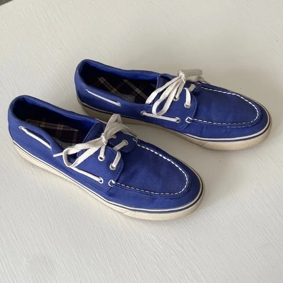 SPERRY Biscayne Cobalt Blue Top Sider Canvas Boat Shoes Summer Beach Vaca Pool