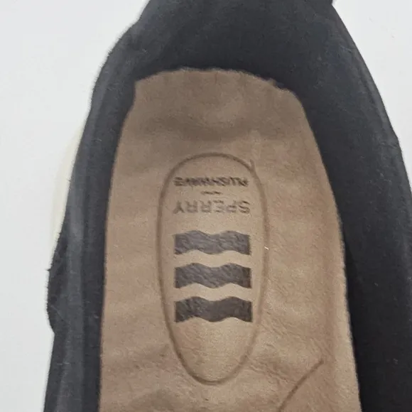 Sperry Coastal Plushwave Womens Black Leather Lace Up Boat Shoe Sneaker Size 11