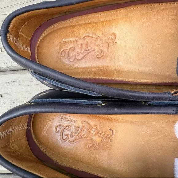 Sperry Gold Cup Original Authentic 2-Eye Boat Shoes in Navy Blue Leather 13 M