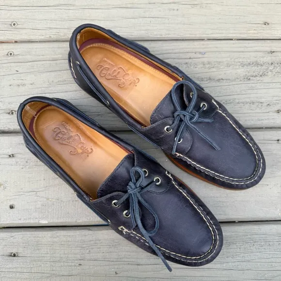Sperry Gold Cup Original Authentic 2-Eye Boat Shoes in Navy Blue Leather 13 M