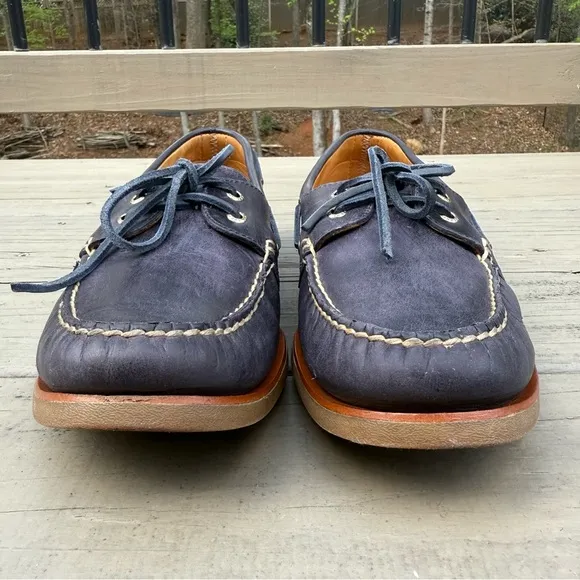Sperry Gold Cup Original Authentic 2-Eye Boat Shoes in Navy Blue Leather 13 M