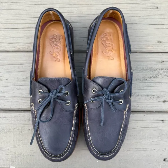 Sperry Gold Cup Original Authentic 2-Eye Boat Shoes in Navy Blue Leather 13 M