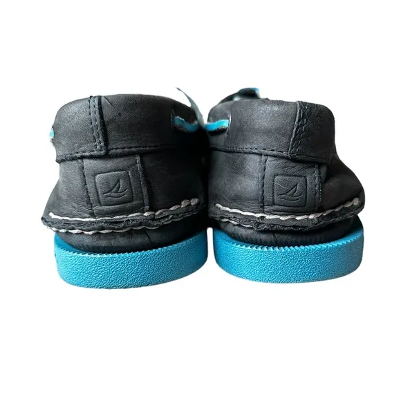 Sperry Leather Boat Shoes Blue Grey Size 10.5 Deck Shoes