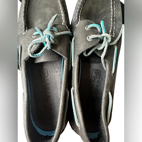 Sperry Leather Boat Shoes Blue Grey Size 10.5 Deck Shoes