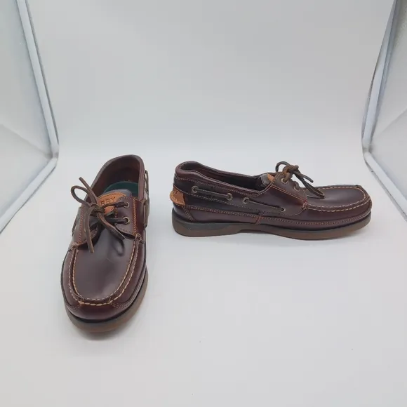 Sperry Mako Canoe Moc top sider moccasin Boat Shoe 2 eye sz 9 brown leather
