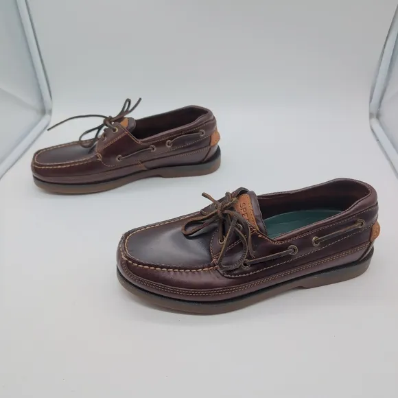 Sperry Mako Canoe Moc top sider moccasin Boat Shoe 2 eye sz 9 brown leather