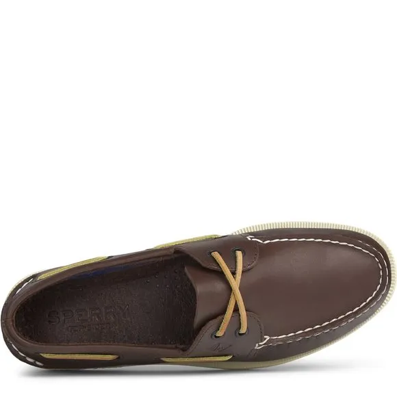SPERRY MENS A/O 2-EYE BURNISHED BOAT SHOE DARK BROWN/TAN SIZE 11 M