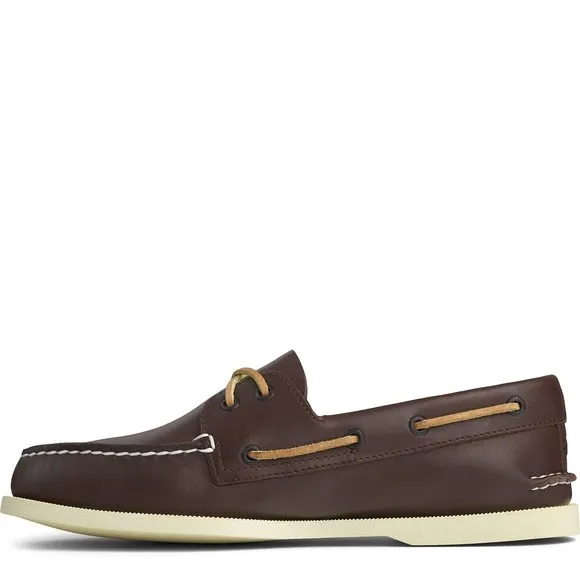 SPERRY MENS A/O 2-EYE BURNISHED BOAT SHOE DARK BROWN/TAN SIZE 11 M