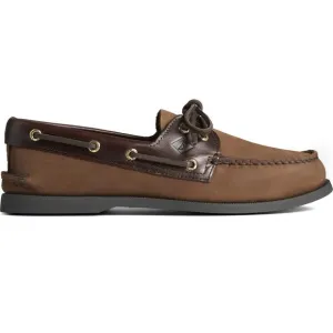 SPERRY MEN'S AUTHENTIC ORIGINAL 2-EYE BOAT SHOE, BROWN/BUC BROWN, 10 W US