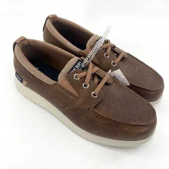 Sperry Men's Bowrider Plushstep Leather Boat Shoes Tan Sts25002 8 Wide