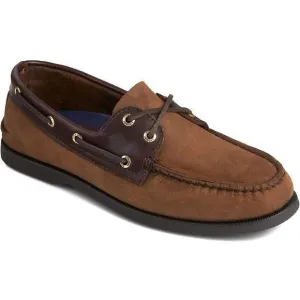 Sperry Mens Brown Top-Sider Lambskin Leather Two Tone Lace Up Boat Shoes Size 11