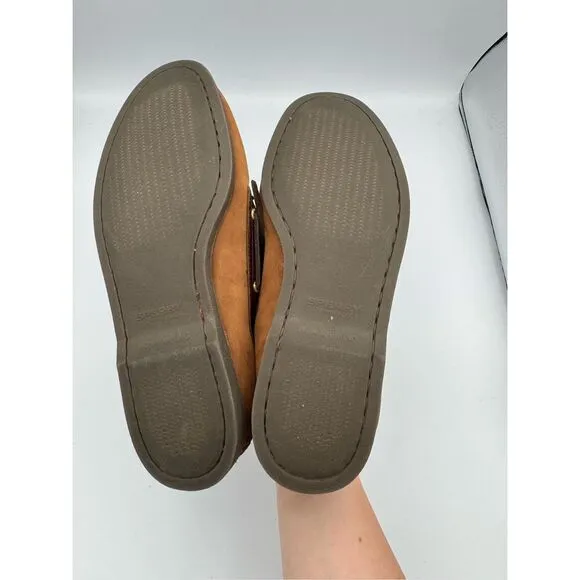 Sperry Mens Brown Top-Sider Lambskin Leather Two Tone Lace Up Boat Shoes Size 11