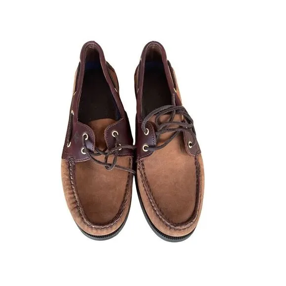 Sperry Mens Brown 2 Eye Rawhide Laces Leather Top Sider Boat Shoes Size 12M