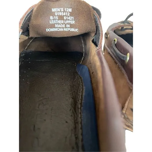 Sperry Mens Brown 2 Eye Rawhide Laces Leather Top Sider Boat Shoes Size 12M