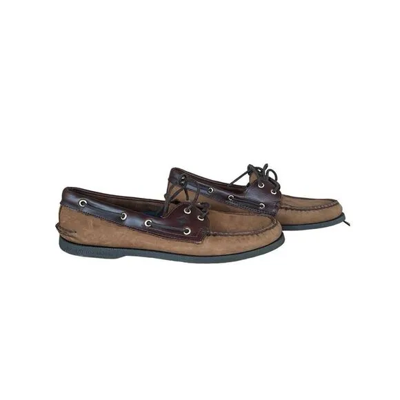 Sperry Mens Brown 2 Eye Rawhide Laces Leather Top Sider Boat Shoes Size 12M