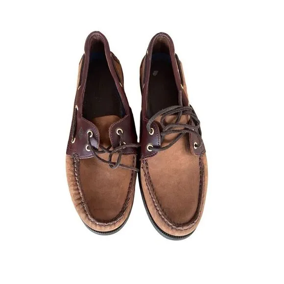 Sperry Mens Brown 2 Eye Rawhide Laces Leather Top Sider Boat Shoes Size 12M