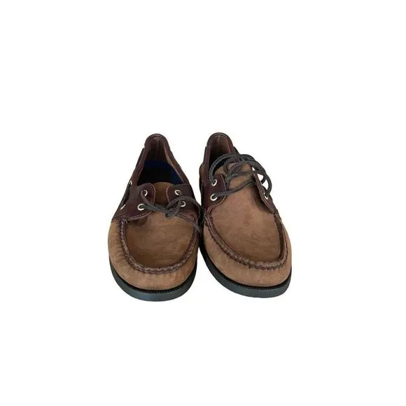 Sperry Mens Brown 2 Eye Rawhide Laces Leather Top Sider Boat Shoes Size 12M