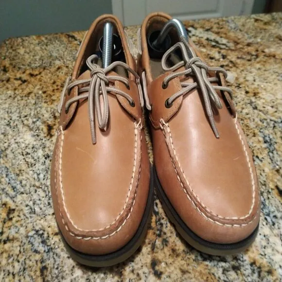 Sperry Men's Leeward 2 Eye Boat Shoe Leather SAHARA Brown 0777894 Size 10.5M