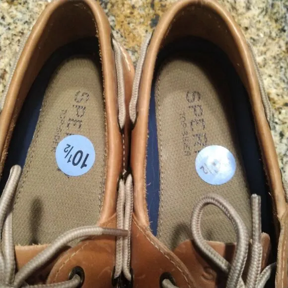 Sperry Men's Leeward 2 Eye Boat Shoe Leather SAHARA Brown 0777894 Size 10.5M