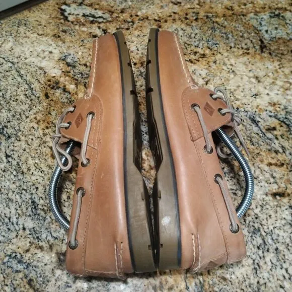 Sperry Men's Leeward 2 Eye Boat Shoe Leather SAHARA Brown 0777894 Size 10.5M