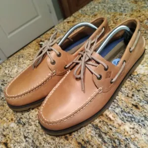 Sperry Men's Leeward 2 Eye Boat Shoe Leather SAHARA Brown 0777894 Size 10.5M