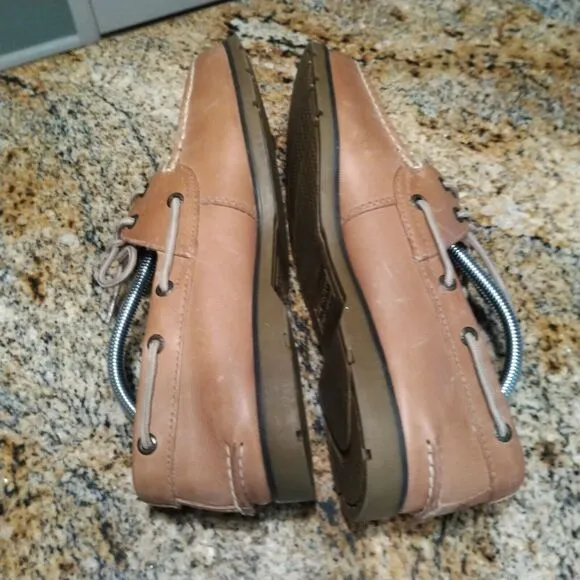 Sperry Men's Leeward 2 Eye Boat Shoe Leather SAHARA Brown 0777894 Size 10.5M