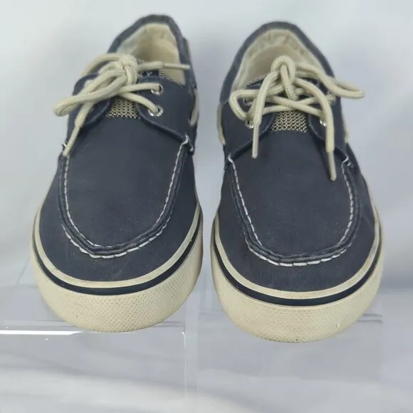 Sperry Men’s Size 10.5 Boat Shoes Navy Blue Canvas Lace-Up Deck Style Preppy