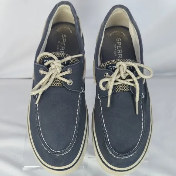 Sperry Men’s Size 10.5 Boat Shoes Navy Blue Canvas Lace-Up Deck Style Preppy