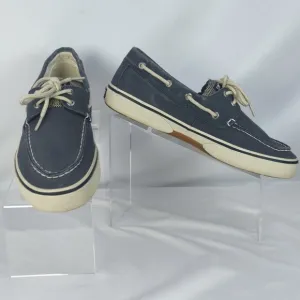 Sperry Men’s Size 10.5 Boat Shoes Navy Blue Canvas Lace-Up Deck Style Preppy