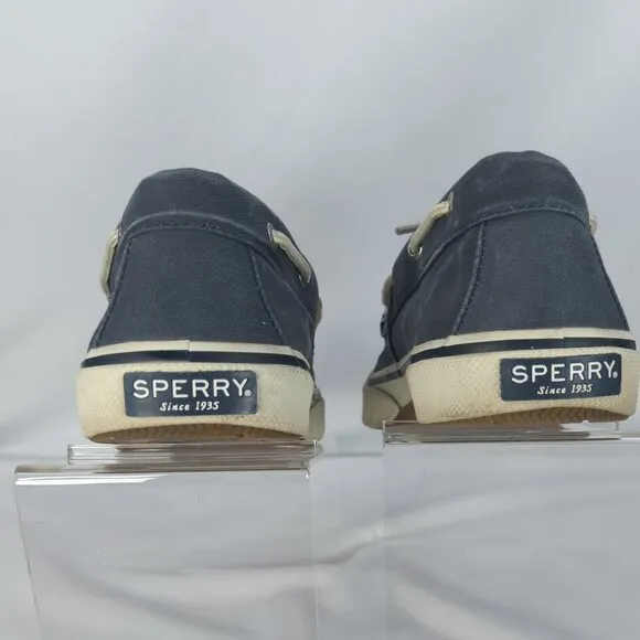 Sperry Men’s Size 10.5 Boat Shoes Navy Blue Canvas Lace-Up Deck Style Preppy
