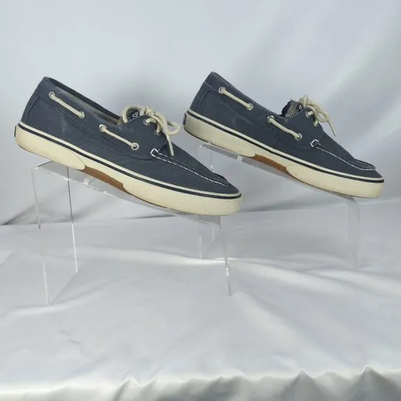 Sperry Men’s Size 10.5 Boat Shoes Navy Blue Canvas Lace-Up Deck Style Preppy