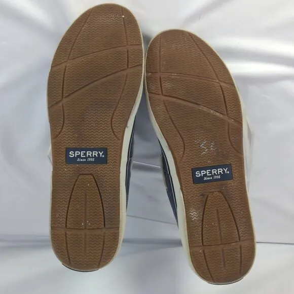 Sperry Men’s Size 10.5 Boat Shoes Navy Blue Canvas Lace-Up Deck Style Preppy