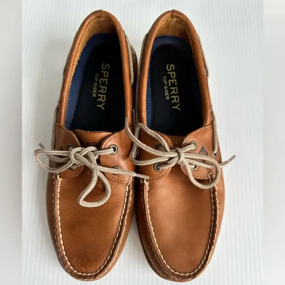 Sperry Mens Top-Sider Boat Shoe Size 9.5M Light Brown Leather