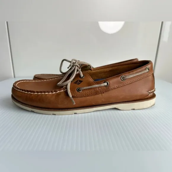 Sperry Mens Top-Sider Boat Shoe Size 9.5M Light Brown Leather