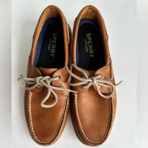 Sperry Mens Top-Sider Boat Shoe Size 9.5M Light Brown Leather