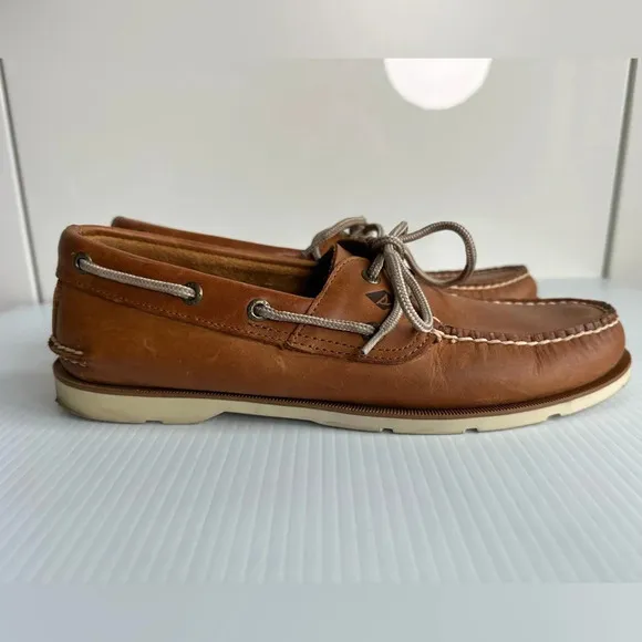 Sperry Mens Top-Sider Boat Shoe Size 9.5M Light Brown Leather