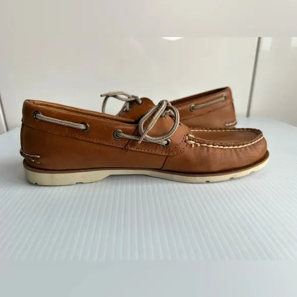 Sperry Mens Top-Sider Boat Shoe Size 9.5M Light Brown Leather