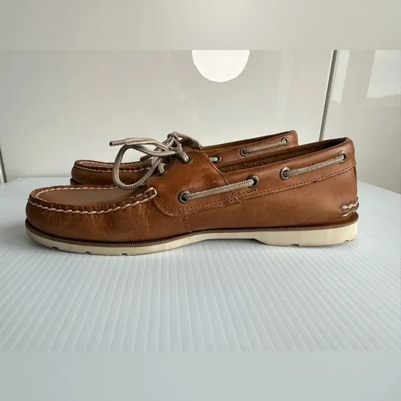 Sperry Mens Top-Sider Boat Shoe Size 9.5M Light Brown Leather