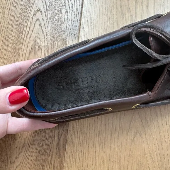 Sperry Original Brown Leather Boat Shoes Nautical Deck Loafers - Size 10 - EUC