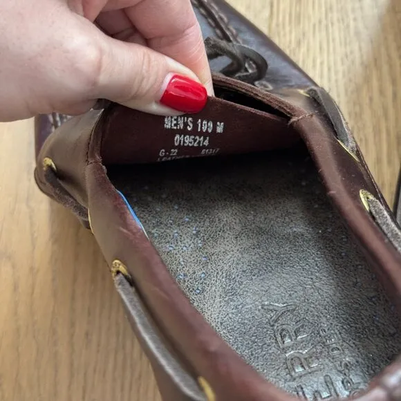 Sperry Original Brown Leather Boat Shoes Nautical Deck Loafers - Size 10 - EUC