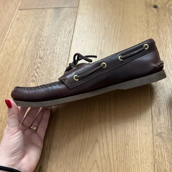 Sperry Original Brown Leather Boat Shoes Nautical Deck Loafers - Size 10 - EUC